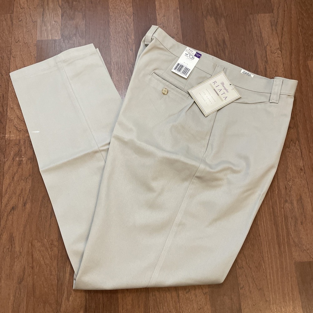 Wrangler Riata Pants Women's 18 X 34 Flat Front Relaxed Fit Beige NWT Vintage